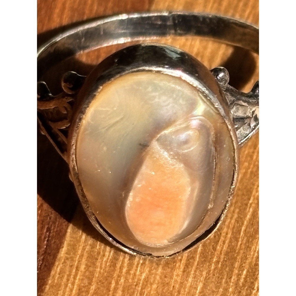 Antique Art Deco Sterling Blister Pearl Ring Size 7 - Picture 2 of 9
